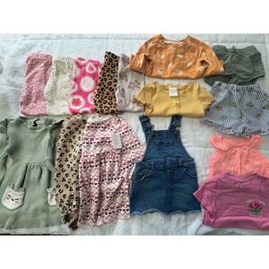 18 Month Girls Clothing Bundle Denim Dress Leggings Knit Dress Lot